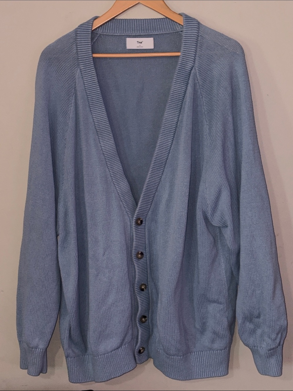 TNA Soft Pale Blue Men's Button-Up Cardigan